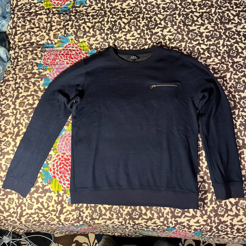 APC Navy Chest Zipper Sweater